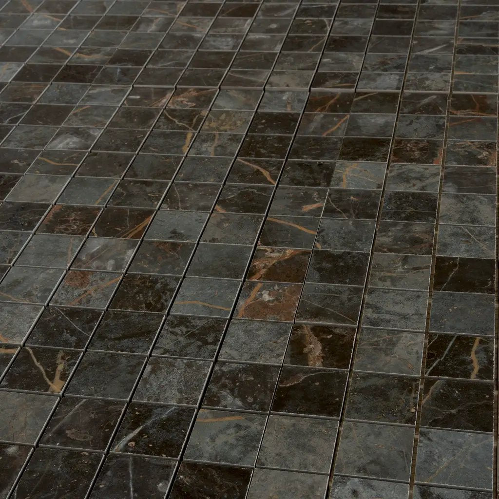 Dark Gray Blue Orange Vein 12x12 Matte Square Porcelain Mosaic Tile (11 pack, 10.76 sq ft/case) by Apollo Tile