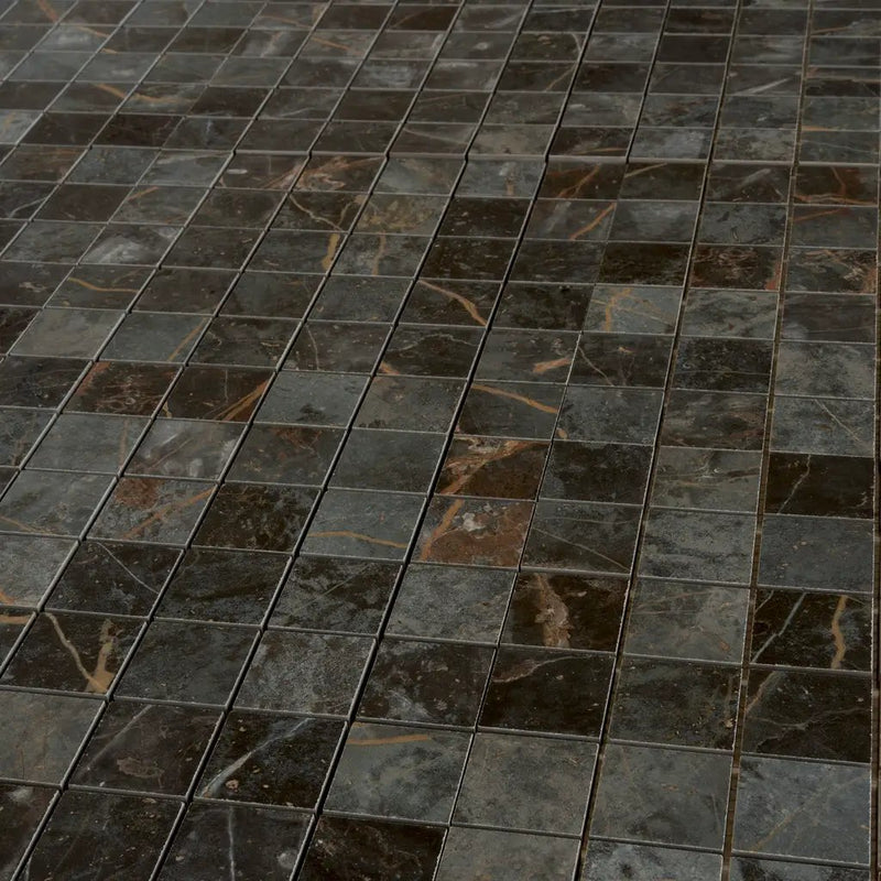 Dark Gray Blue Orange Vein 12x12 Matte Square Porcelain Mosaic Tile (11 pack, 10.76 sq ft/case) by Apollo Tile