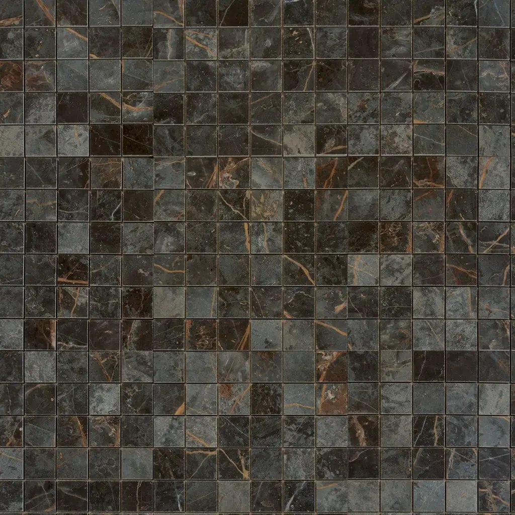 Dark Gray Blue Orange Vein 12x12 Matte Square Porcelain Mosaic Tile (11 pack, 10.76 sq ft/case) by Apollo Tile