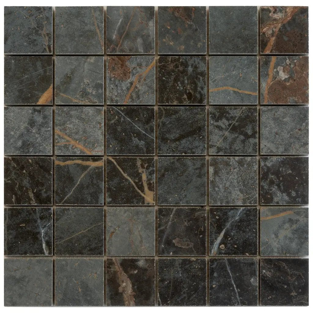 Dark Gray Blue Orange Vein 12x12 Matte Square Porcelain Mosaic Tile (11 pack, 10.76 sq ft/case) by Apollo Tile