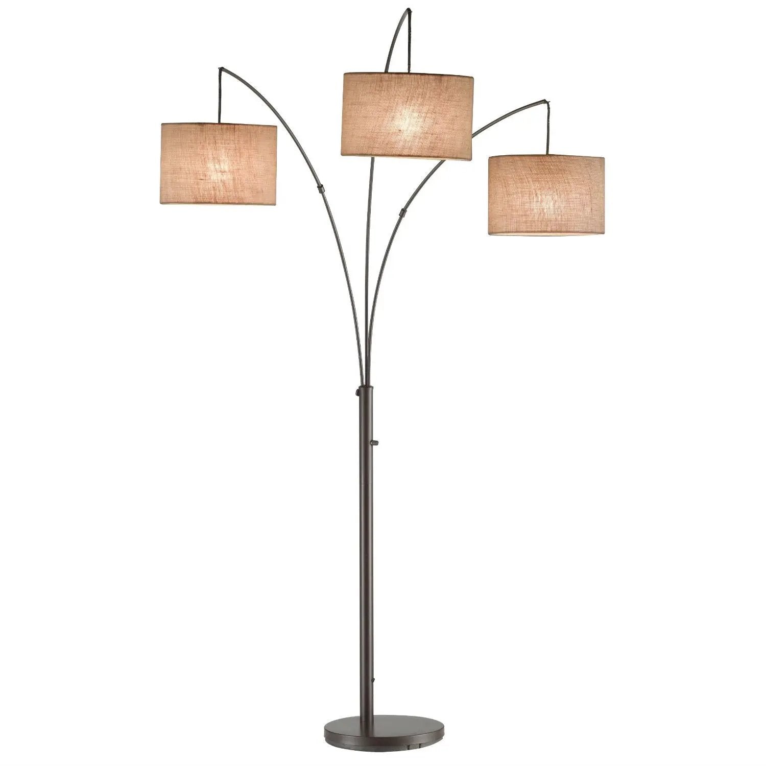 Modern 3-Light Arch Floor Lamp in Antique Bronze with Drum Style Shades by HomePacific