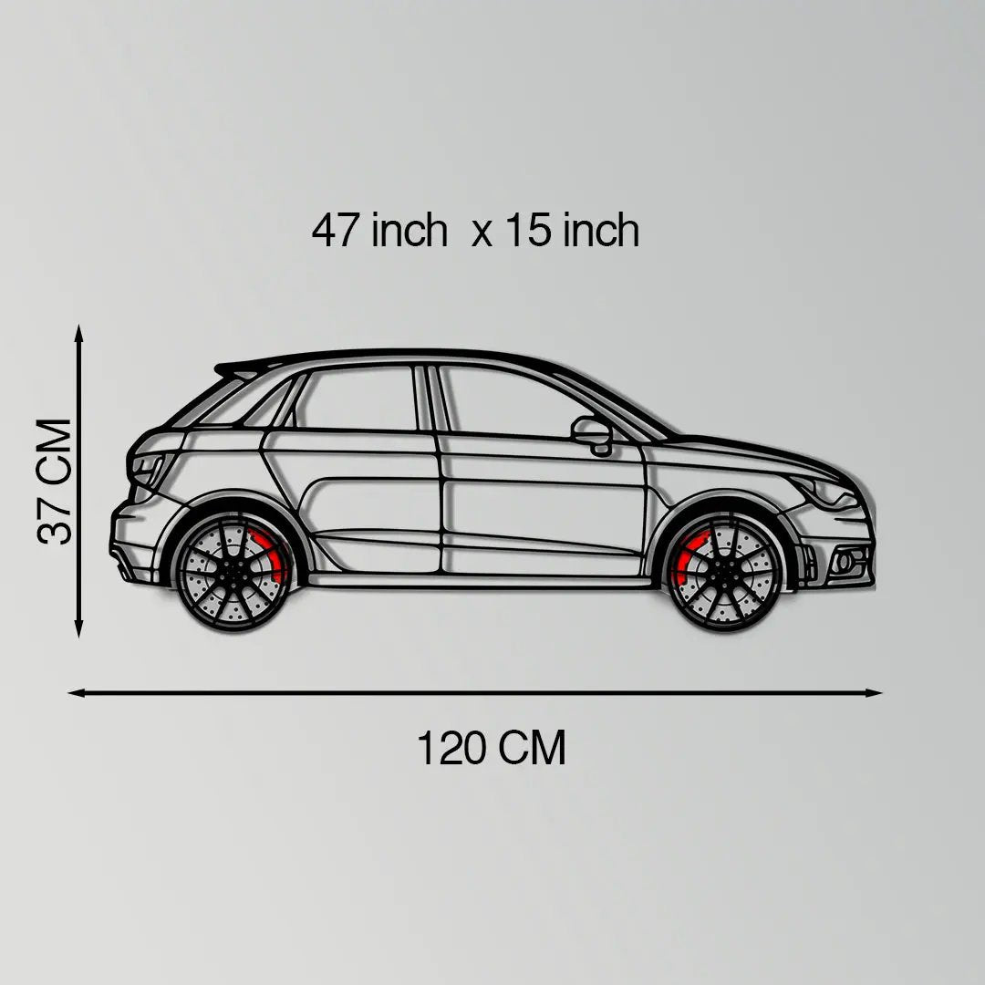 Audi A1 Metal Car Wall Art with Rotating Wheels - Handmade Car Silhouette Decor - Automotive Wall Art for Petrolheads-KAFMEKA094 by Enova Art
