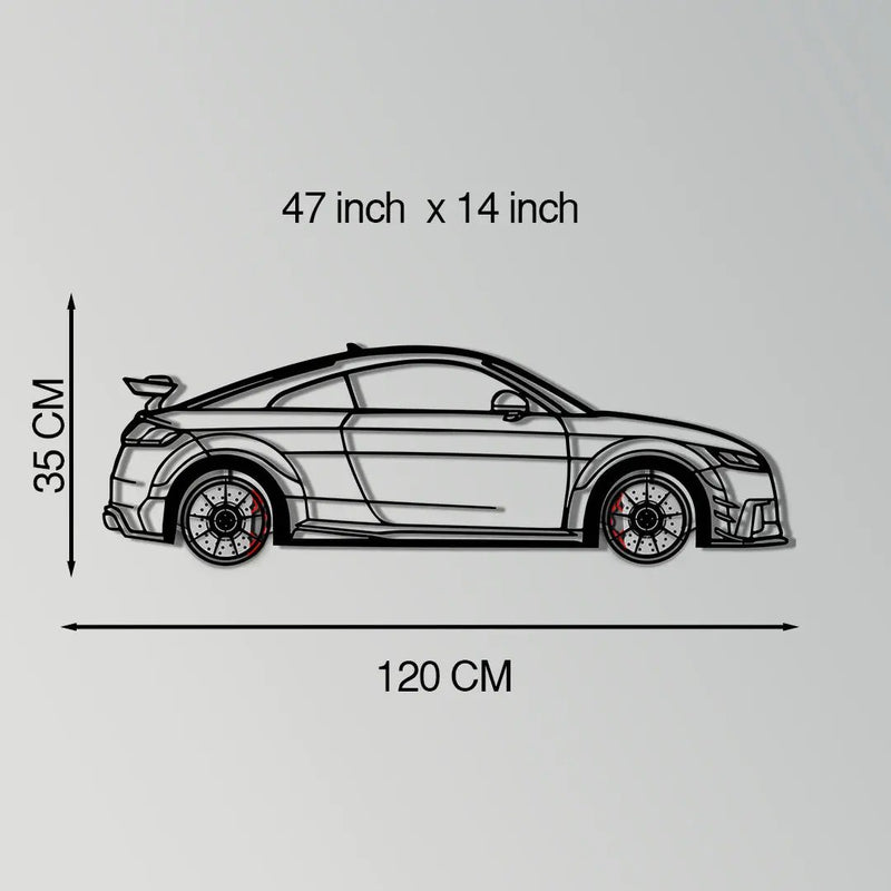 Audi TT Metal Car Wall Art with Rotating Wheels - Iconic Sports Coupe Silhouette Decor - Interactive Automotive Wall Art- KAFMEKA099 by Enova Art
