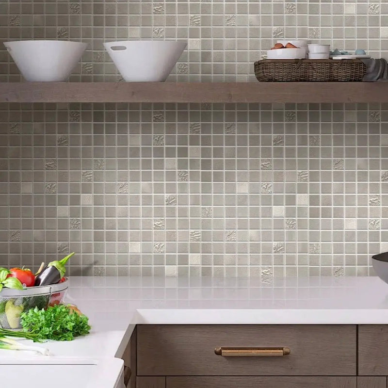 Smoke White 12x12 Matte Field Ceramic Mosaic Tile (10 pack, 10.68 sq ft/case) by Apollo Tile