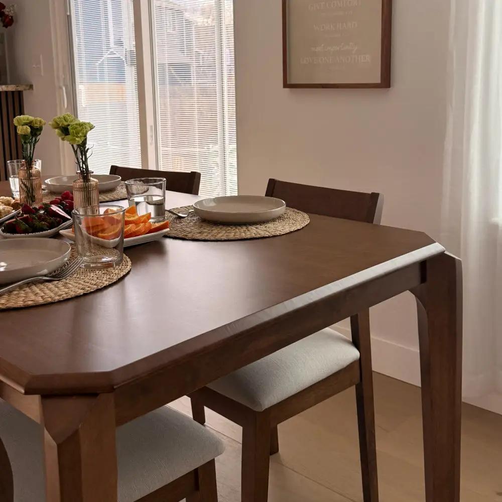 ACTU 59” Solid Wood Mid-Century Modern Dining Table Set for Small Spaces (Seats 4–6) by ACTU FURNITURE