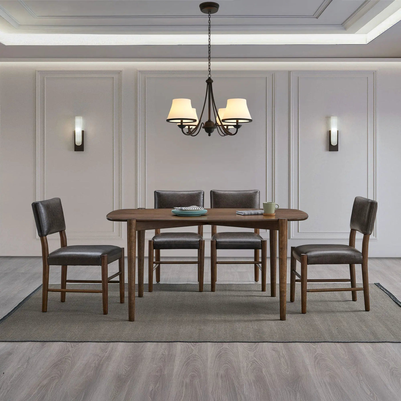 ACTU 58” Mid-Century Modern Dining Table Set for Small Spaces (Seats 4–6) by ACTU FURNITURE