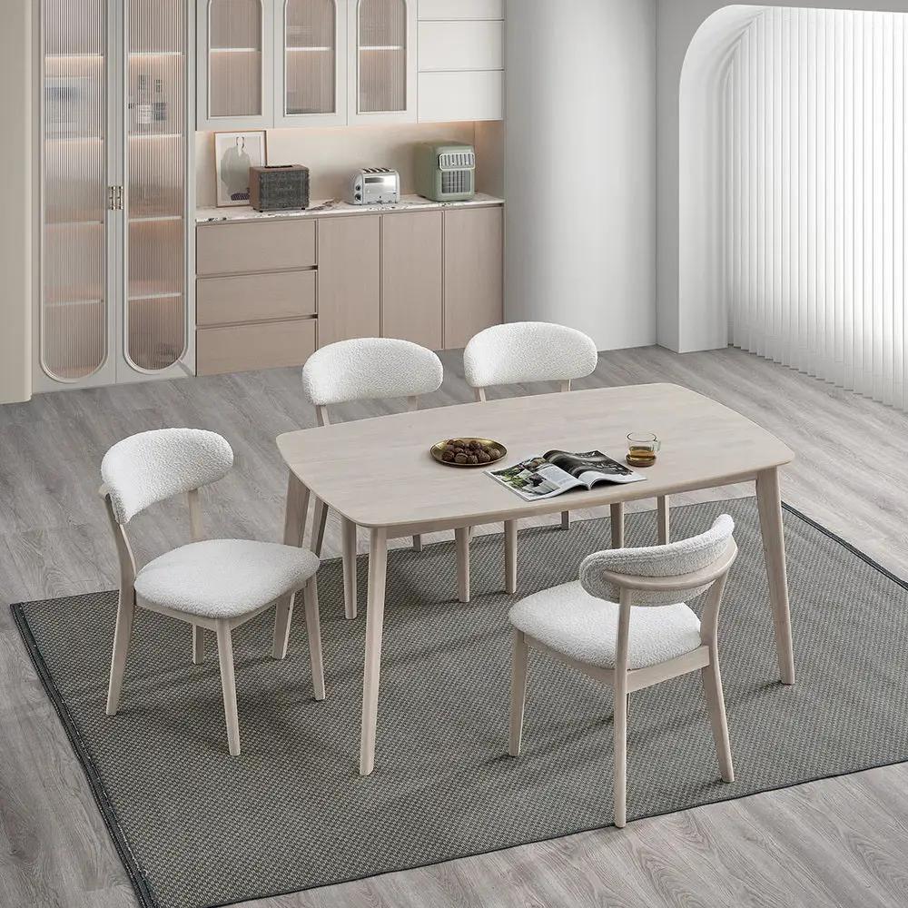 ACTU Scandinavian Dining Table Set with Upholstered Chairs for Small Spaces (Seats 4–6) by ACTU FURNITURE