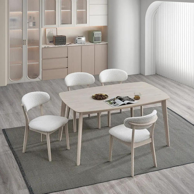 ACTU Scandinavian Dining Table Set with Upholstered Chairs for Small Spaces (Seats 4–6) by ACTU FURNITURE