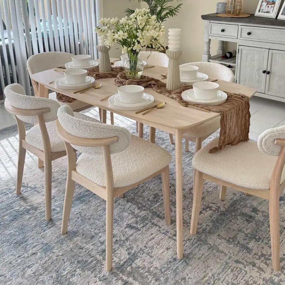 ACTU Scandinavian Dining Table Set with Upholstered Chairs for Small Spaces (Seats 4–6) by ACTU FURNITURE