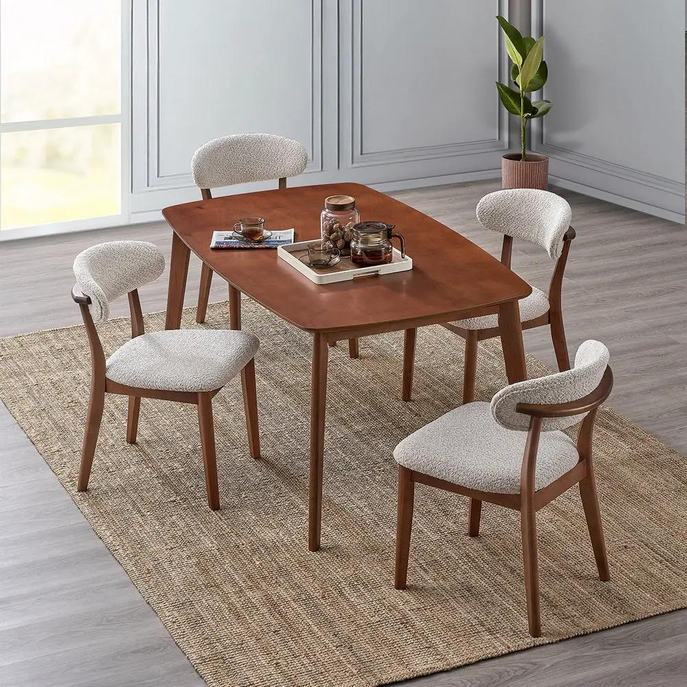 ACTU Scandinavian Dining Table Set with Upholstered Chairs for Small Spaces (Seats 4–6) by ACTU FURNITURE