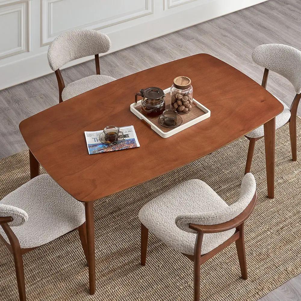 ACTU Scandinavian Dining Table Set with Upholstered Chairs for Small Spaces (Seats 4–6) by ACTU FURNITURE