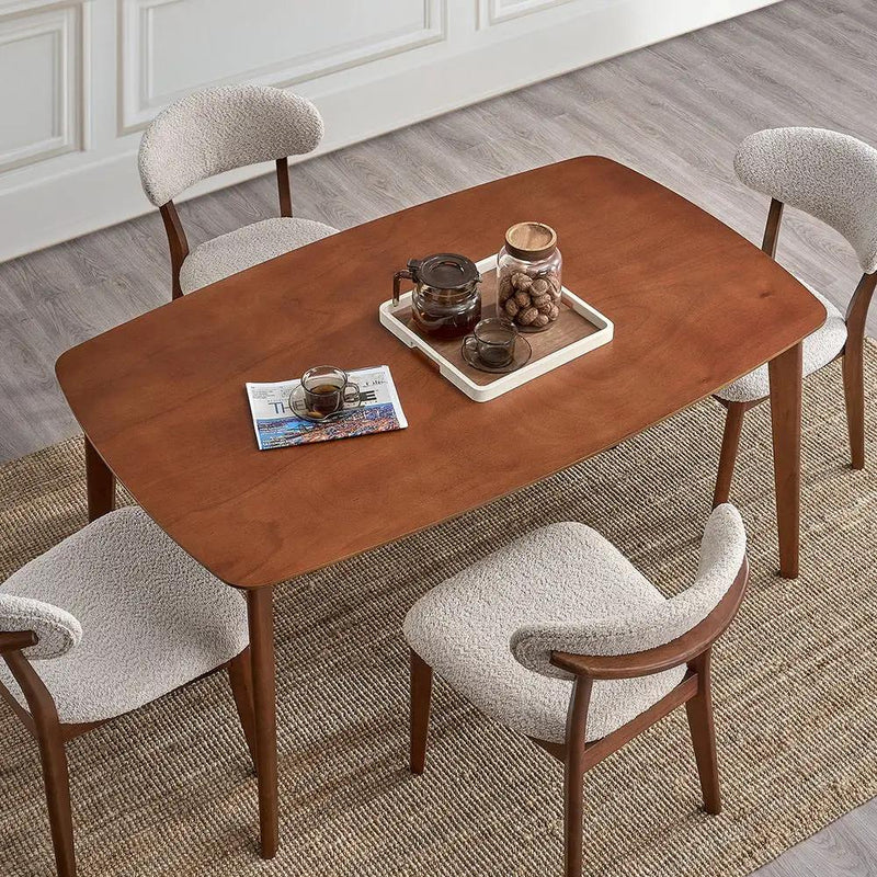 ACTU Scandinavian Dining Table Set with Upholstered Chairs for Small Spaces (Seats 4–6) by ACTU FURNITURE