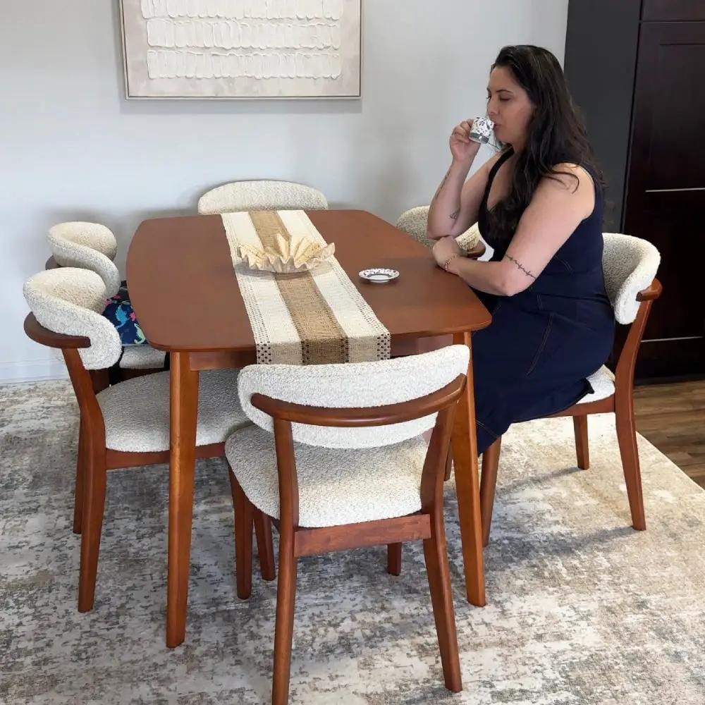 ACTU Scandinavian Dining Table Set with Upholstered Chairs for Small Spaces (Seats 4–6) by ACTU FURNITURE