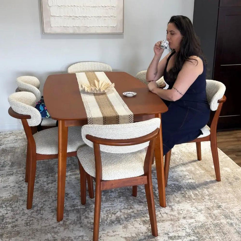 ACTU Scandinavian Dining Table Set with Upholstered Chairs for Small Spaces (Seats 4–6) by ACTU FURNITURE