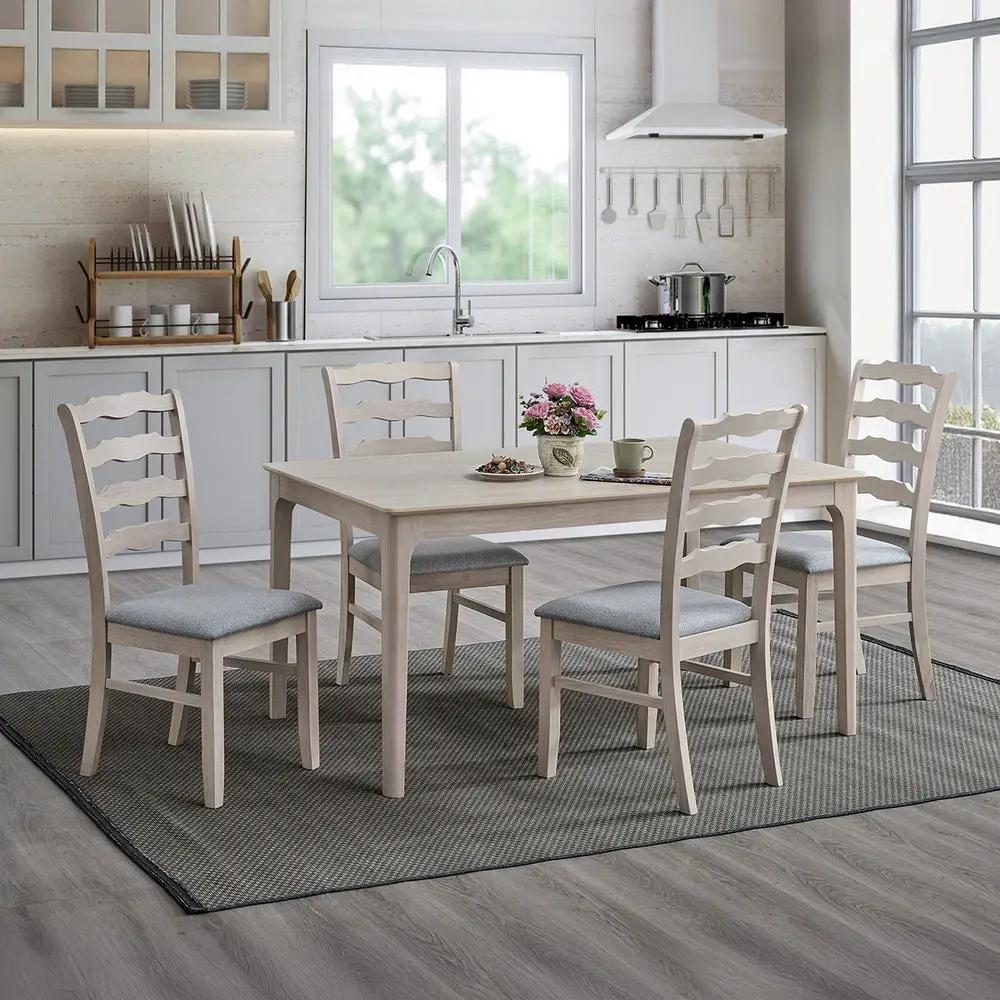 ACTU Farmhouse Dining Table Set with Upholstered Chairs for 4–6 by ACTU FURNITURE