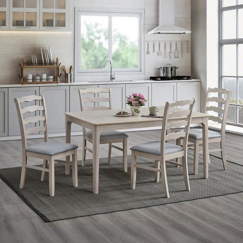 ACTU Farmhouse Dining Table Set with Upholstered Chairs for 4–6 by ACTU FURNITURE