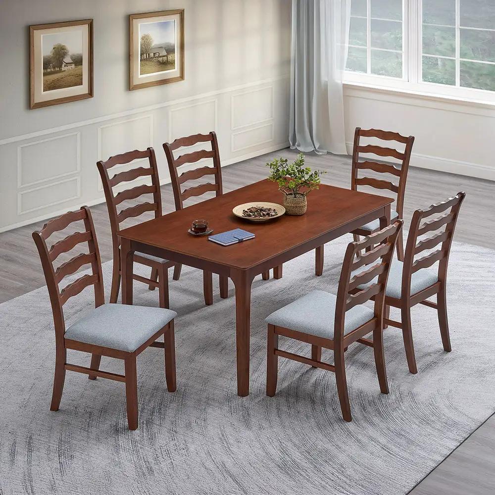 ACTU Farmhouse Dining Table Set with Upholstered Chairs for 4–6 by ACTU FURNITURE