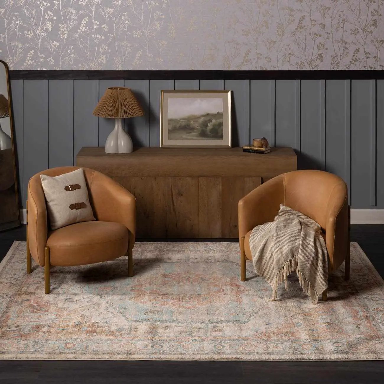 Vaeda Blue & Beige Thick Luxe Rug by Boutique Rugs