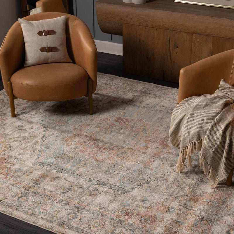 Vaeda Blue & Beige Thick Luxe Rug by Boutique Rugs