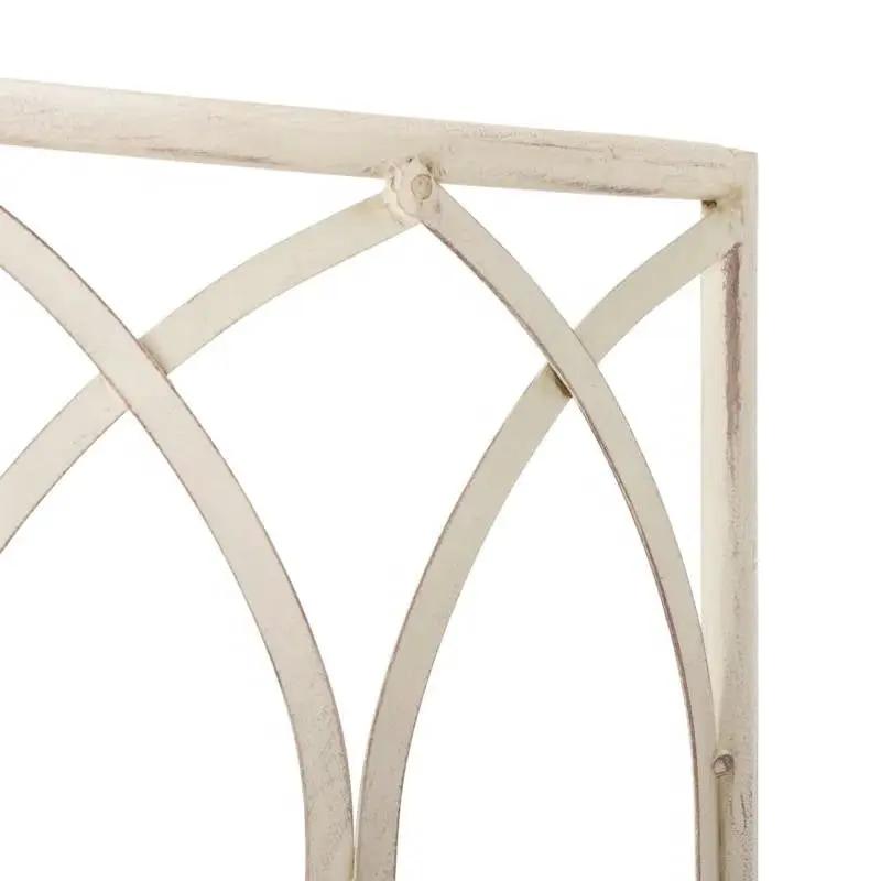 Half-Circle Outdoor Patio Garden Antique White Wrought Iron Tree Bench by HomePacific