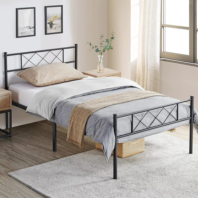 Twin Size Traditional Powder Coated Slatted Metal Platform Bed by HomePacific