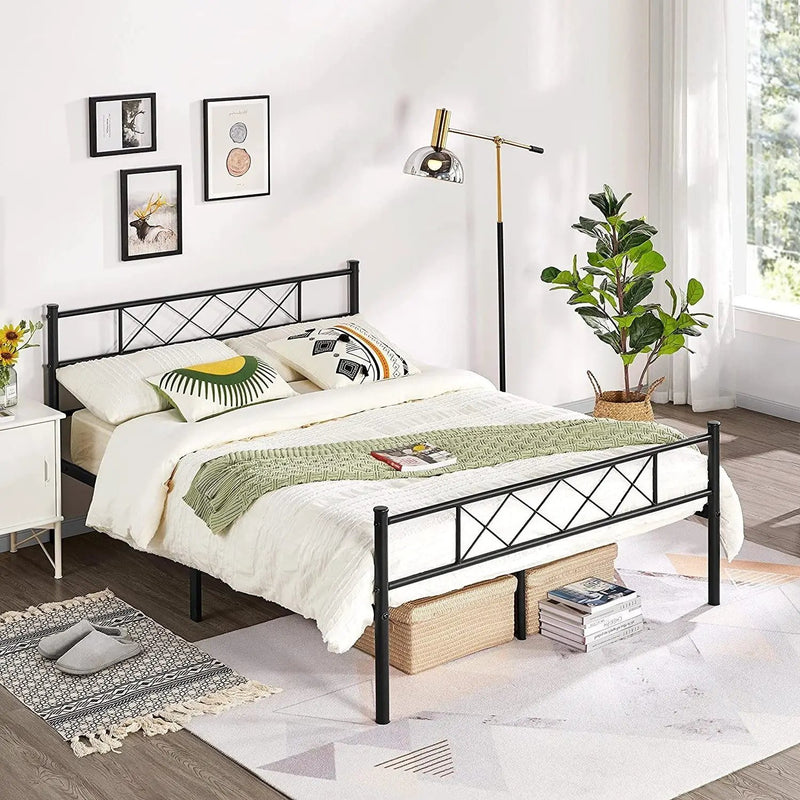 Full Size Traditional Powder Coated Slatted Metal Platform Bed by HomePacific