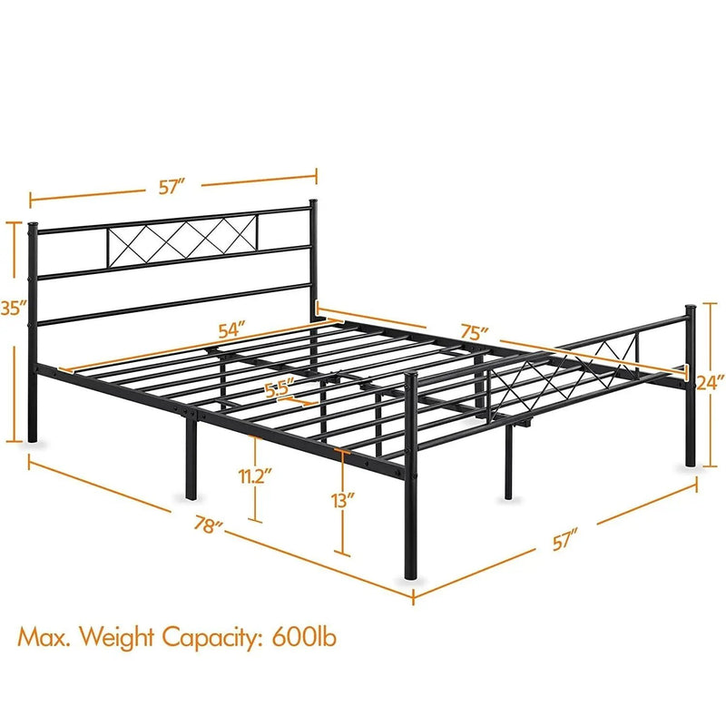 Full Size Traditional Powder Coated Slatted Metal Platform Bed by HomePacific