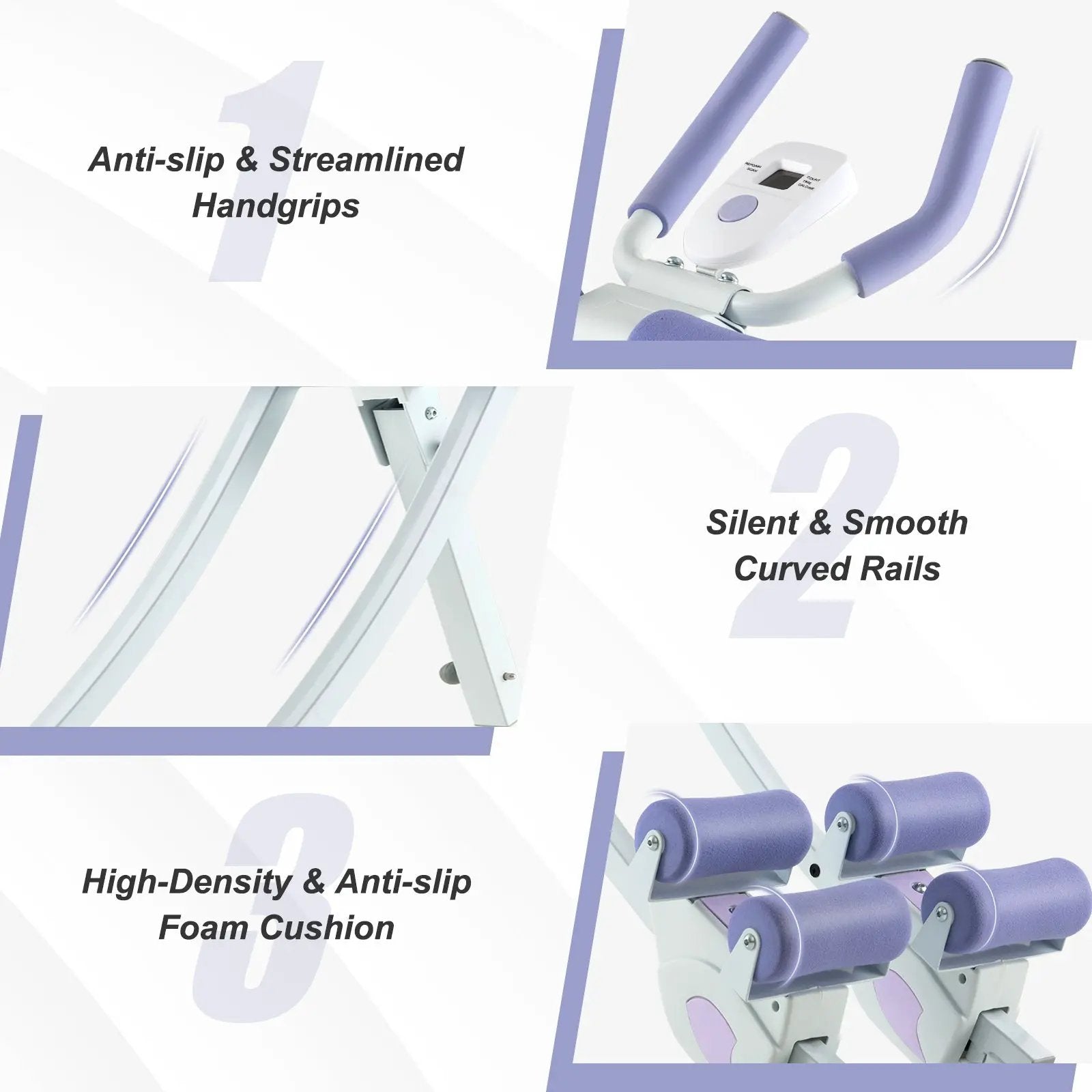 Ab Machine with LCD Monitor and 4 Adjustable Heights-Purple by DirectDeals