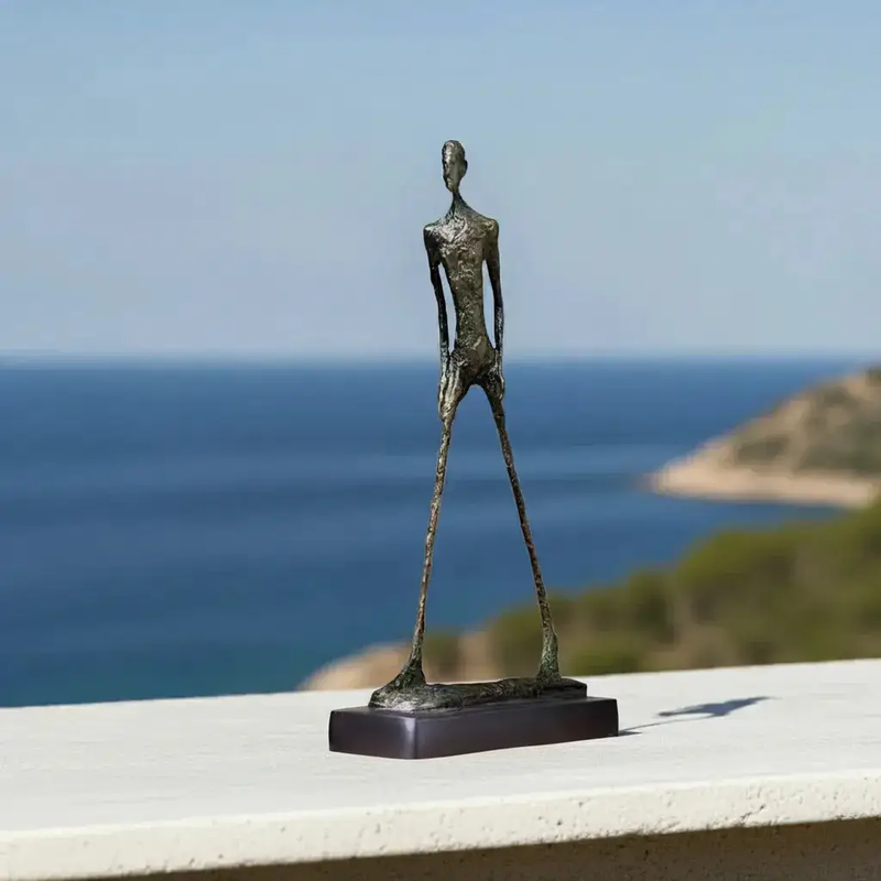 Abstract Walking Man Sculpture Modern Textured Metal Figurine, photo 6 of 11