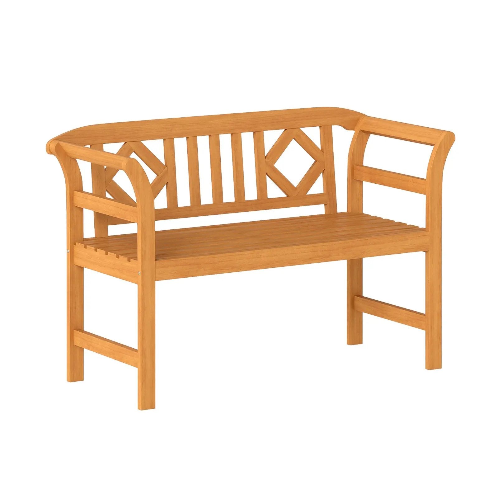 Acacia Wood 2-Person Patio Loveseat with Backrest and Armrests for Porch by DirectDeals