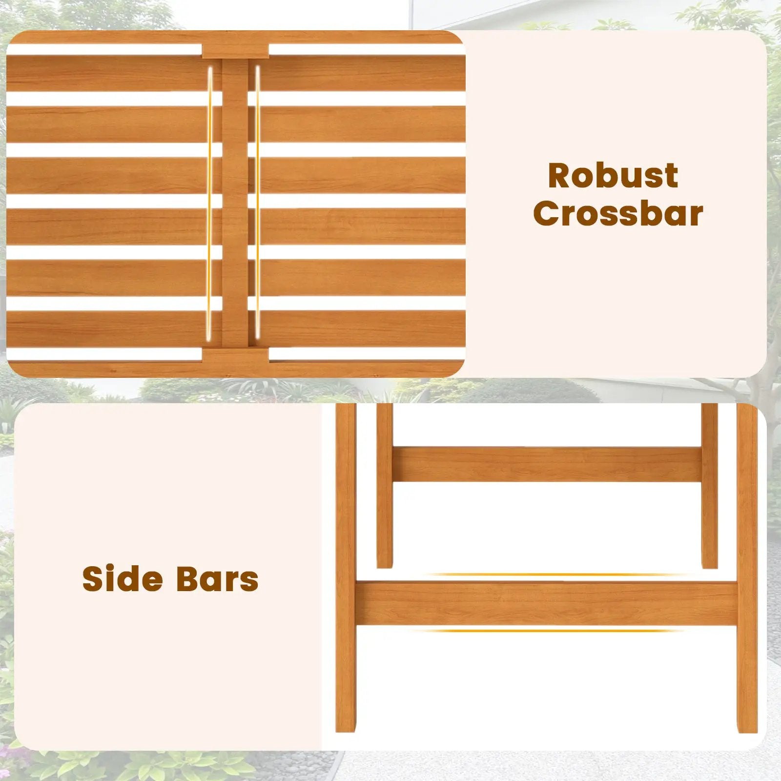 Acacia Wood 2-Person Patio Loveseat with Backrest and Armrests for Porch by DirectDeals