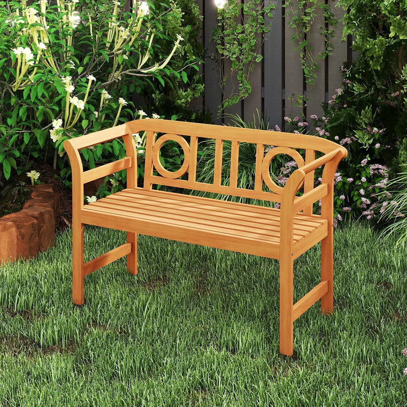 Acacia Wood 2-Person Patio Loveseat with Backrest and Armrests for Backyard by DirectDeals