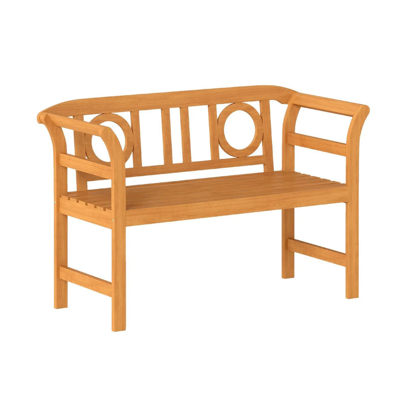 Acacia Wood 2-Person Patio Loveseat with Backrest and Armrests for Backyard by DirectDeals