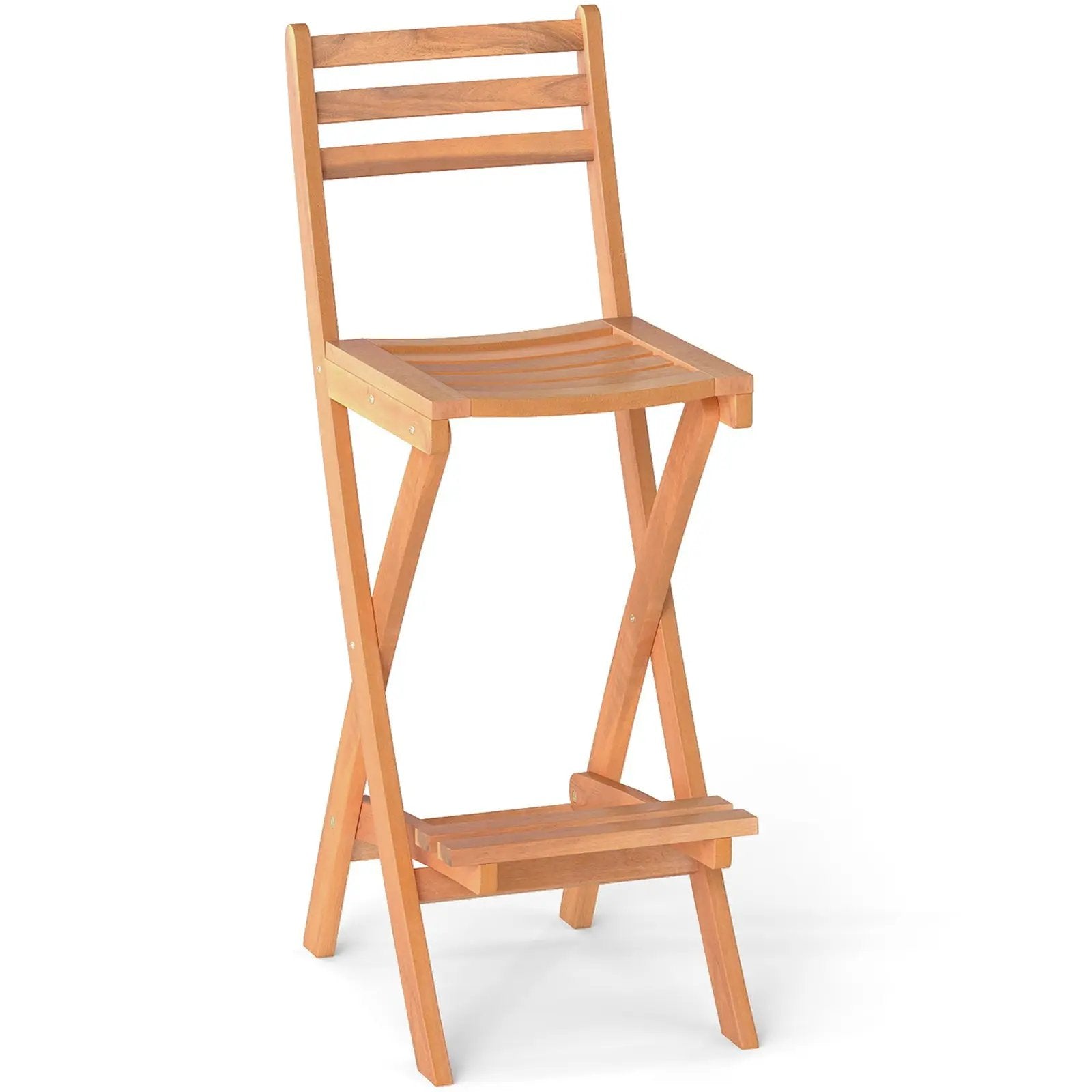 Acacia Wood Bar Height Chair with Backrest and Footrest for Backyard by DirectDeals