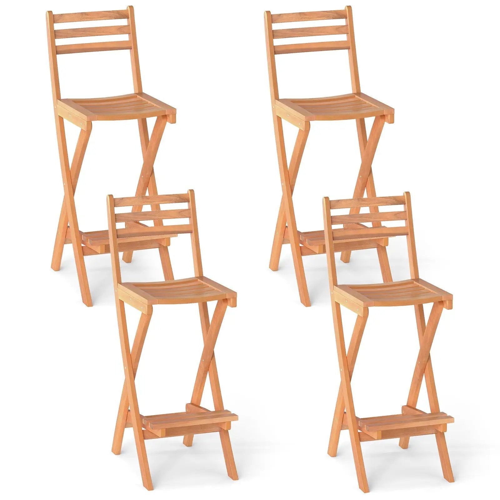 Acacia Wood Bar Height Chair with Backrest and Footrest for Backyard by DirectDeals
