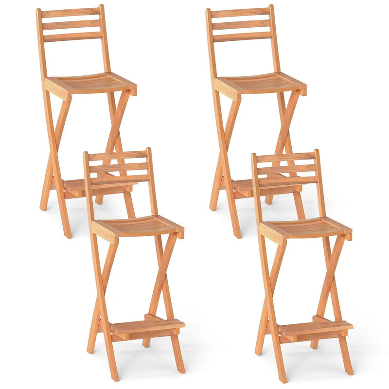Acacia Wood Bar Height Chair with Backrest and Footrest for Backyard by DirectDeals
