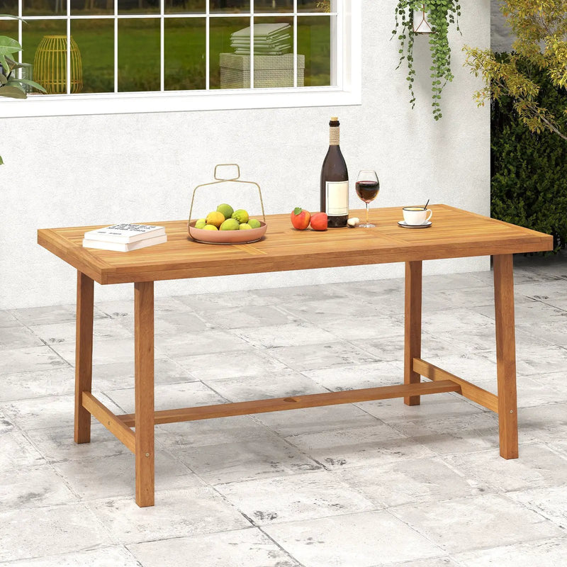Acacia Wood Dining Table for 6 People Heavy-Duty Indoor Outdoor by DirectDeals