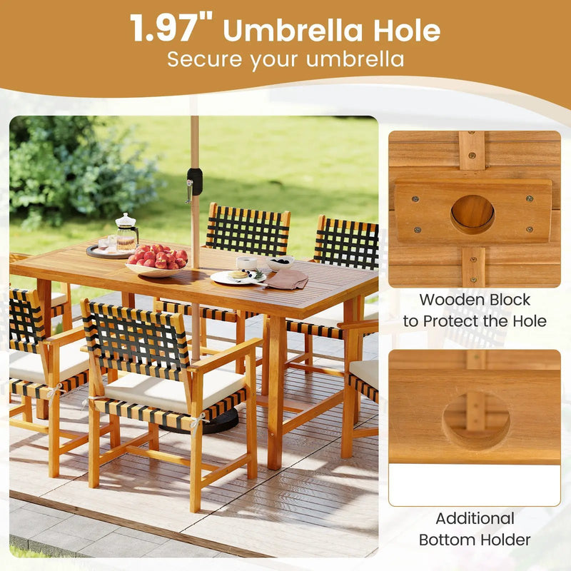 Acacia Wood Dining Table for 6 People Heavy-Duty Indoor Outdoor by DirectDeals