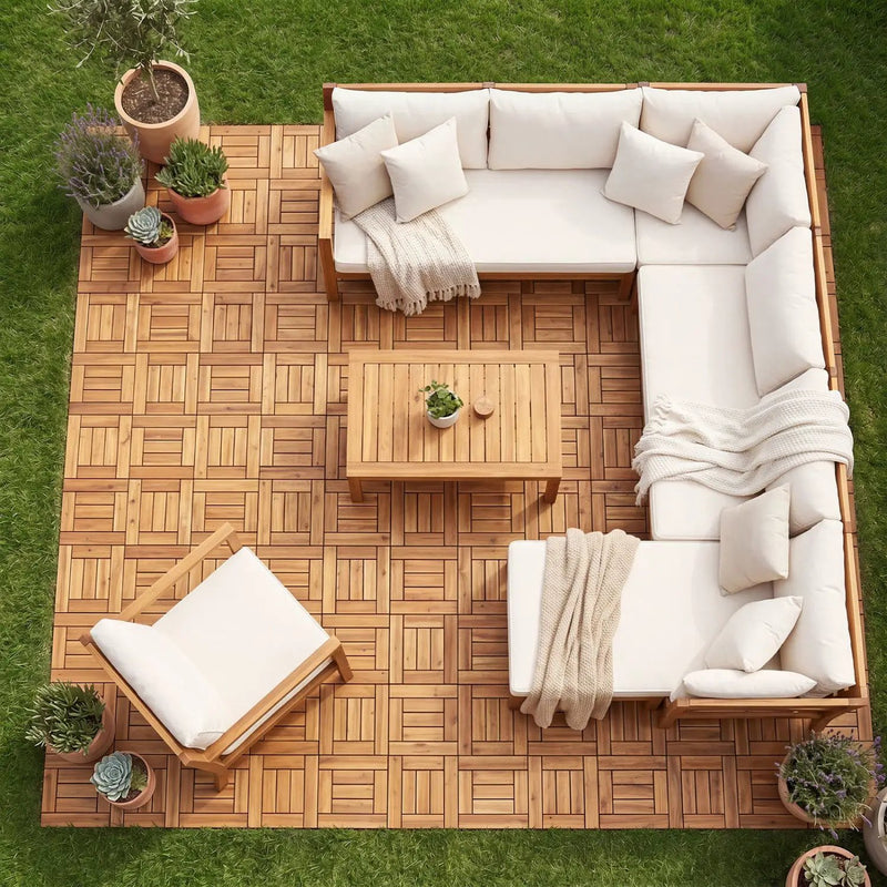 Acacia Wood Interlocking Deck Tiles 12x12 Inch by DirectDeals