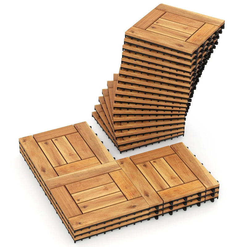 Acacia Wood Interlocking Deck Tiles 12x12 Inch by DirectDeals