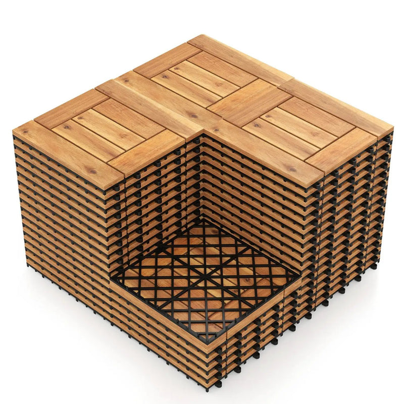Acacia Wood Interlocking Deck Tiles 12x12 Inch by DirectDeals