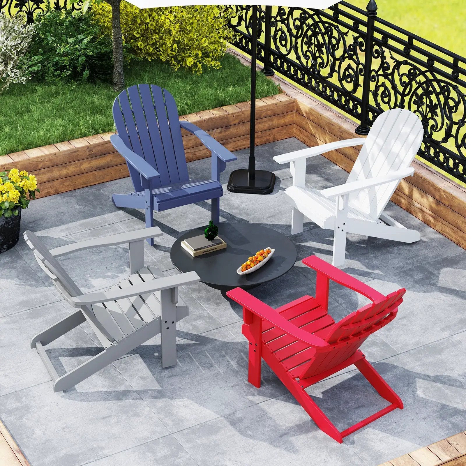Acacia Wood Lounge Patio Adirondack Chair with Inclined Seat by DirectDeals