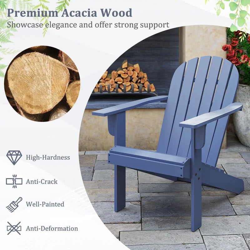 Acacia Wood Lounge Patio Adirondack Chair with Inclined Seat by DirectDeals