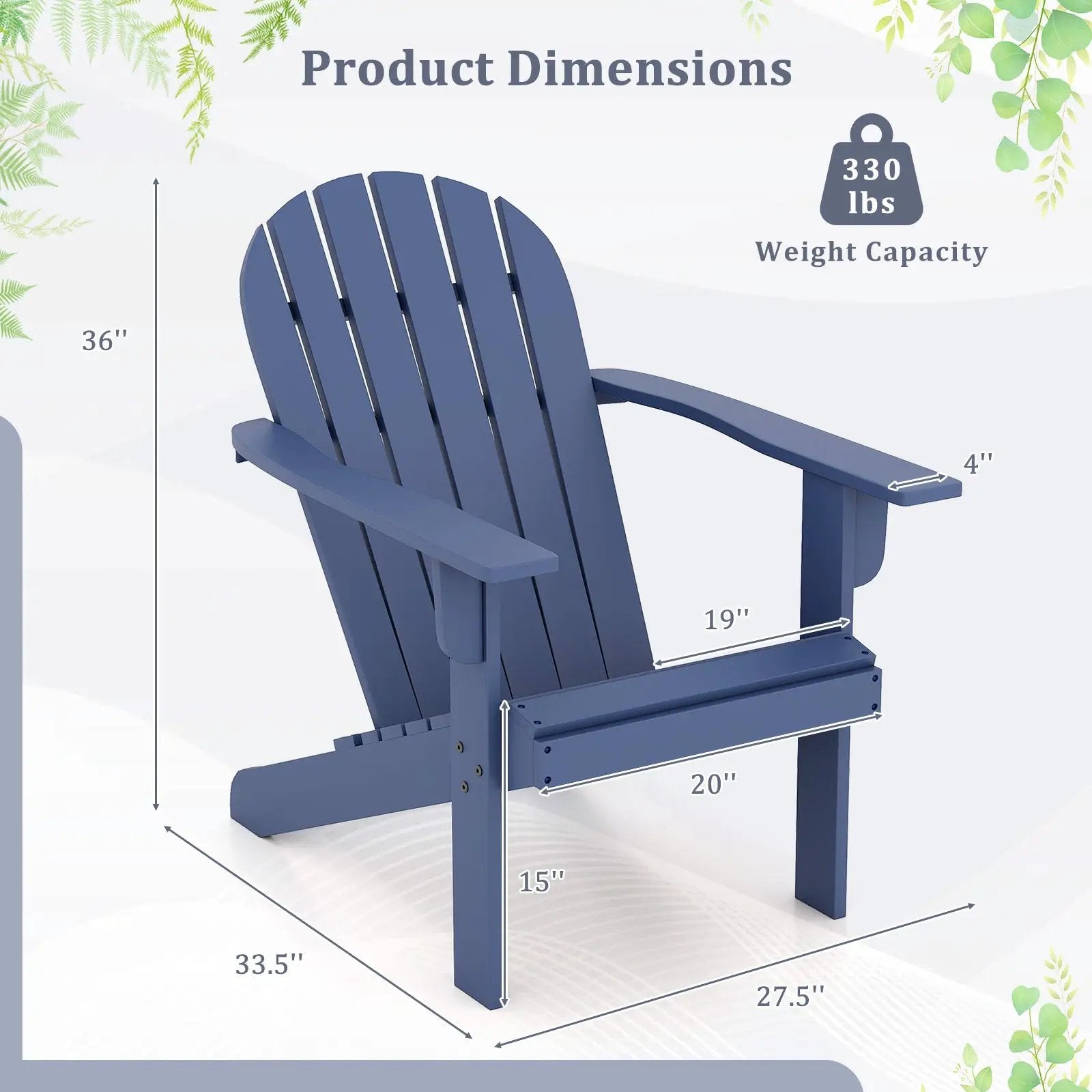 Acacia Wood Lounge Patio Adirondack Chair with Inclined Seat by DirectDeals