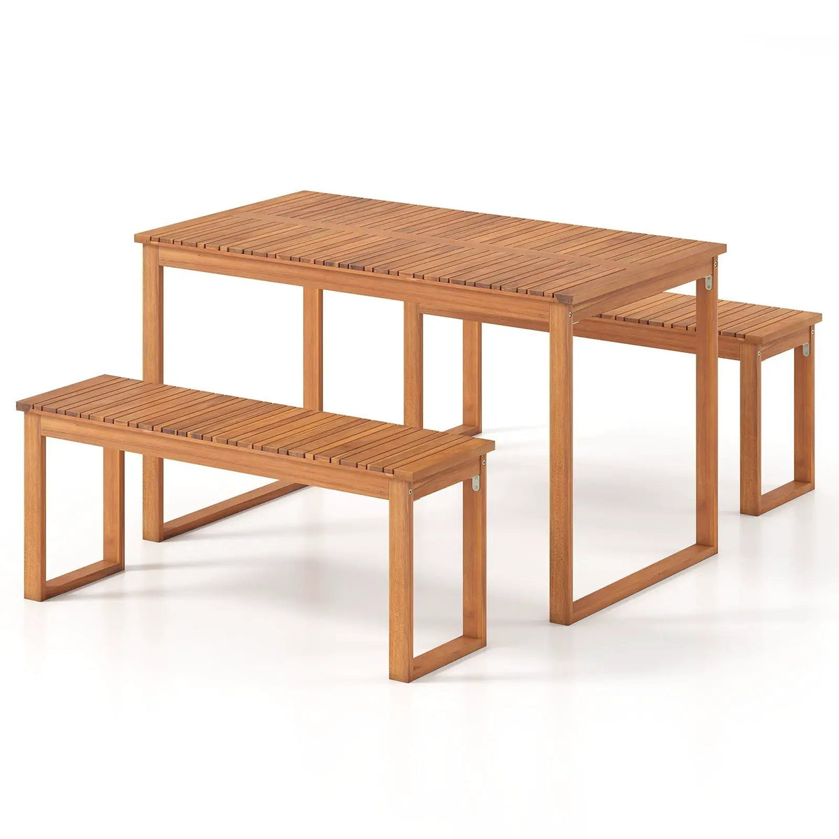 Acacia Wood Outdoor Garden Bench Set of 1/2 with Slatted Seat for Front Porch, photo 5 of 16