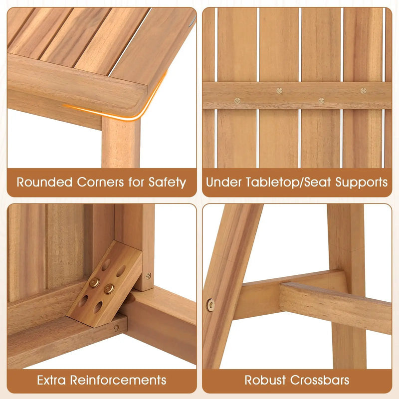 Acacia Wood Outdoor Garden Bench Set of 1/2 with Slatted Seat and 800 lbs Capacity by DirectDeals