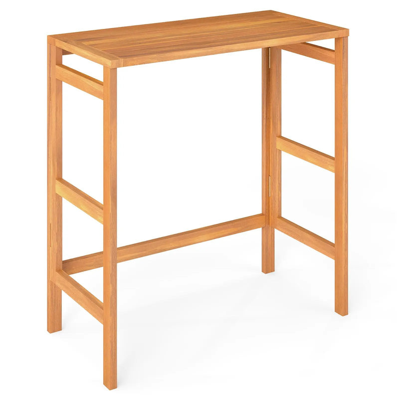 Acacia Wood Outdoor Bar Table with Slatted Tabletop for Balcony by DirectDeals