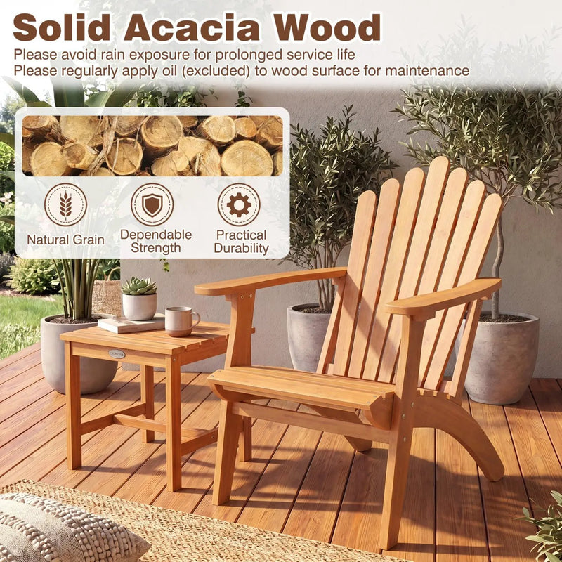 Acacia Wood Adirondack Chair - 400 lb Capacity by DirectDeals