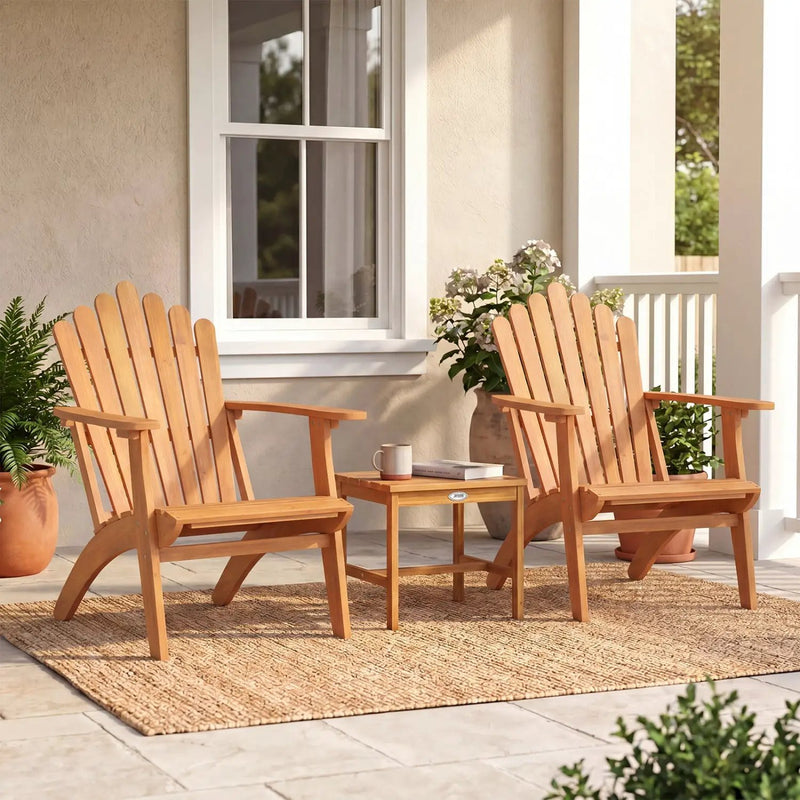Acacia Wood Adirondack Chair - 400 lb Capacity by DirectDeals