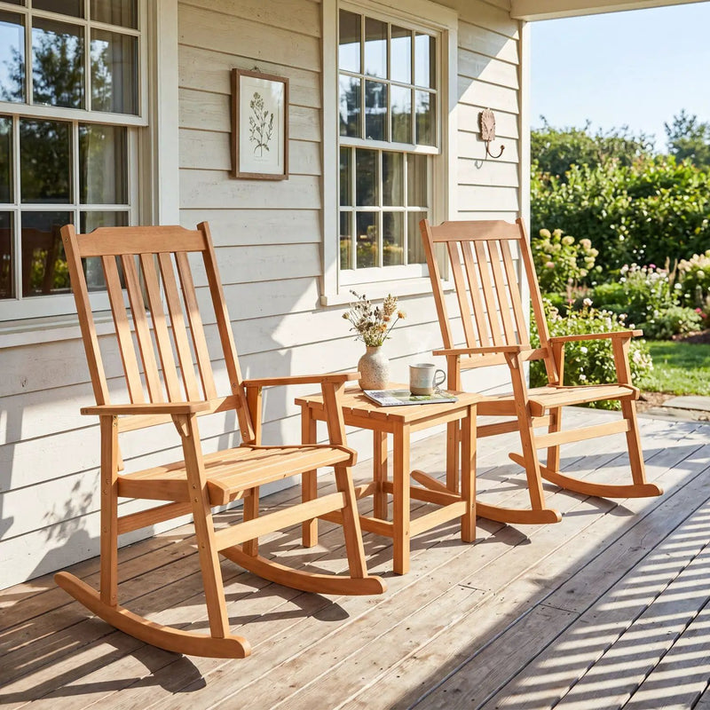 Acacia Wood Oversized Rocking Chair with High Back by DirectDeals